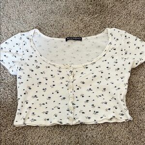 Brandy Melville White Floral Crop Top
